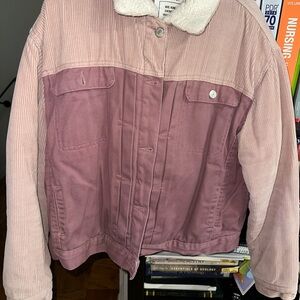Pull&Bear Pink Corduroy Jacket with White Collar